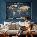 Personalized Vintage Push Pin World Map Canvas Print –