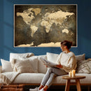 Large Framed Vintage World Map Wall Art Print for Home Wall by MyGreatCanvas | Canvas Wall Art Prints | Photo Prints & Wall Decor