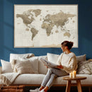 Detailed World Map Wall Art Canvas Print by MyGreatCanvas | Canvas Wall Art Prints | Photo Prints & Wall Decor