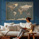 Rustic Black and Wood World Map Canvas Wall Art – Framed by MyGreatCanvas | Canvas Wall Art Prints | Photo Prints & Wall Decor