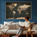 Vintage World Map Canvas Wall Art – Framed Travel Map for by MyGreatCanvas | Canvas Wall Art Prints | Photo Prints & Wall Decor