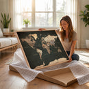 Vintage World Map Canvas Wall Art – Framed Travel Map for