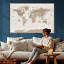 Framed Large World Map Canvas Print for Office Decor by MyGreatCanvas | Canvas Wall Art Prints | Photo Prints & Wall Decor