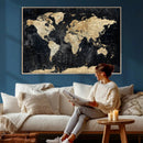 Framed Large World Map Wall Art Canvas Print for Living Room by MyGreatCanvas | Canvas Wall Art Prints | Photo Prints & Wall Decor