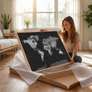 Black World Map Wall Art Canvas Print – Detailed Map of the