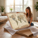 Framed World Map Wall Art for Home and Office Decor