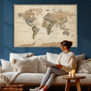 Framed World Map Wall Art for Home and Office Decor