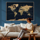 Vintage World Map Canvas on the Dark Background Wall Art by MyGreatCanvas | Canvas Wall Art Prints | Photo Prints & Wall Decor