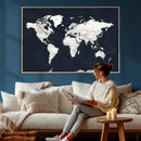 Black World Map Wall Art Canvas Print for Home Office and by MyGreatCanvas | Canvas Wall Art Prints | Photo Prints & Wall Decor