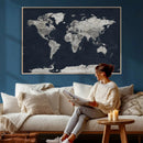 Colorful Watercolor World Map Canvas Print – Vibrant Framed