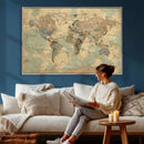 Vintage World Map Wall Art | Ready to Hang and Framed by MyGreatCanvas | Canvas Wall Art Prints | Photo Prints & Wall Decor