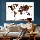 Rustic World Map Wall Art Canvas Print | Large World Map on