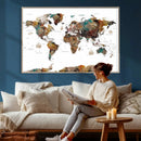 Watercolor World Map Canvas Print – Detailed Map of the