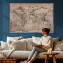 Grunge World Map Canvas Wall Art - Vintage Aged World Map by MyGreatCanvas | Canvas Wall Art Prints | Photo Prints & Wall Decor