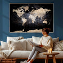 Grunge World Map Wall Art | 3-Panel Large Beige and Brown by MyGreatCanvas | Canvas Wall Art Prints | Photo Prints & Wall Decor