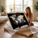 Grunge World Map Wall Art | 3-Panel Large Beige and Brown