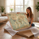 World Map Wall Art Canvas Print, Rustic Map Print, Framed
