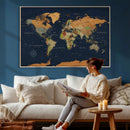 Modern World Map Canvas Print – Framed Detailed Map of the by MyGreatCanvas | Canvas Wall Art Prints | Photo Prints & Wall Decor