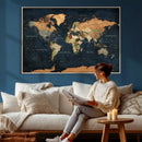 Vintage World Map Canvas Wall Art – Detailed Map with by MyGreatCanvas | Canvas Wall Art Prints | Photo Prints & Wall Decor