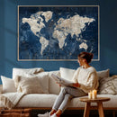 Large Blue World Map Wall Art Canvas Print for Home Office by MyGreatCanvas | Canvas Wall Art Prints | Photo Prints & Wall Decor