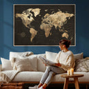 Framed World Map with Pin Canvas Print – Detailed World Map by MyGreatCanvas | Canvas Wall Art Prints | Photo Prints & Wall Decor