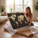 Framed World Map with Pin Canvas Print – Detailed World Map