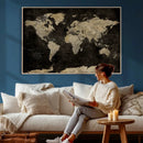 Push Pin World Map Canvas Wall Art Print, Interactive Travel