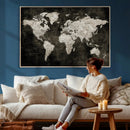 Vintage World Map Wall Art Canvas Print – Framed Large Map