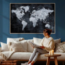 Black World Map Canvas Print – Detailed Map for Couples and by MyGreatCanvas | Canvas Wall Art Prints | Photo Prints & Wall Decor