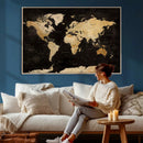 Extra Large World Map Canvas Print – Detailed Map Classic