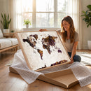Blue Watercolor World Map Canvas Print – Framed Modern Wall