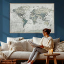 Neutral Vintage World Map Canvas Wall Art Print, Classic Map