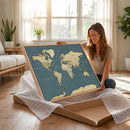 Minimal Vintage World Map Canvas Wall Art Print, Neutral