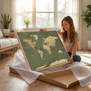 Large World Map Canvas Wall Art Print for Study Room Decor -