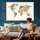 Framed World Map Wall Art Canvas Print for Living Room and by MyGreatCanvas | Canvas Wall Art Prints | Photo Prints & Wall Decor