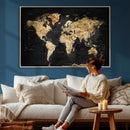 World Map Canvas Wall Art with Famous Landmarks – Framed by MyGreatCanvas | Canvas Wall Art Prints | Photo Prints & Wall Decor