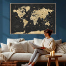 Vintage Blue and Brown World Map Canvas Wall Art – Framed by MyGreatCanvas | Canvas Wall Art Prints | Photo Prints & Wall Decor
