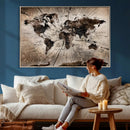 Black and White World Map Canvas Print – Framed Wall Art for by MyGreatCanvas | Canvas Wall Art Prints | Photo Prints & Wall Decor