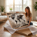 Black and White World Map Canvas Print – Framed Wall Art for
