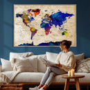Colorful World Map Canvas Wall Art – Abstract Watercolor Map by MyGreatCanvas | Canvas Wall Art Prints | Photo Prints & Wall Decor