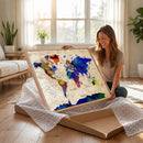 Watercolor World Map Canvas Print – Framed Wall Art for