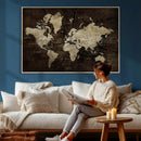 Blue World Map Canvas Wall Art – Framed Modern Travel Map by MyGreatCanvas | Canvas Wall Art Prints | Photo Prints & Wall Decor