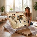 World Map Wall Art Canvas Print, Modern Decorative Framed