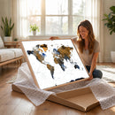 Colorful Watercolor World Map Canvas Wall Art – Framed