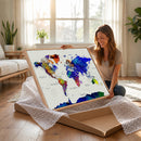 Vintage World Map Canvas Wall Art – Framed Travel Map with