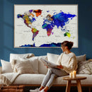 Vintage World Map Canvas Wall Art – Framed Travel Map with by MyGreatCanvas | Canvas Wall Art Prints | Photo Prints & Wall Decor