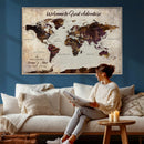 Custom Push Pin Map Wall Art Canvas Print – Personalized