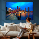 Boston Wall Art Canvas Print, Boston City Downtown Night by MyGreatCanvas | Canvas Wall Art Prints | Photo Prints & Wall Decor