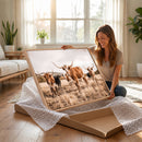 Texas Longhorn Cattle Wall Art Canvas Print, Sepia Western