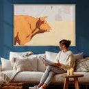 Minimal Longhorn Bull Wall Art Canvas Print, Neutral Western by MyGreatCanvas | Canvas Wall Art Prints | Photo Prints & Wall Decor